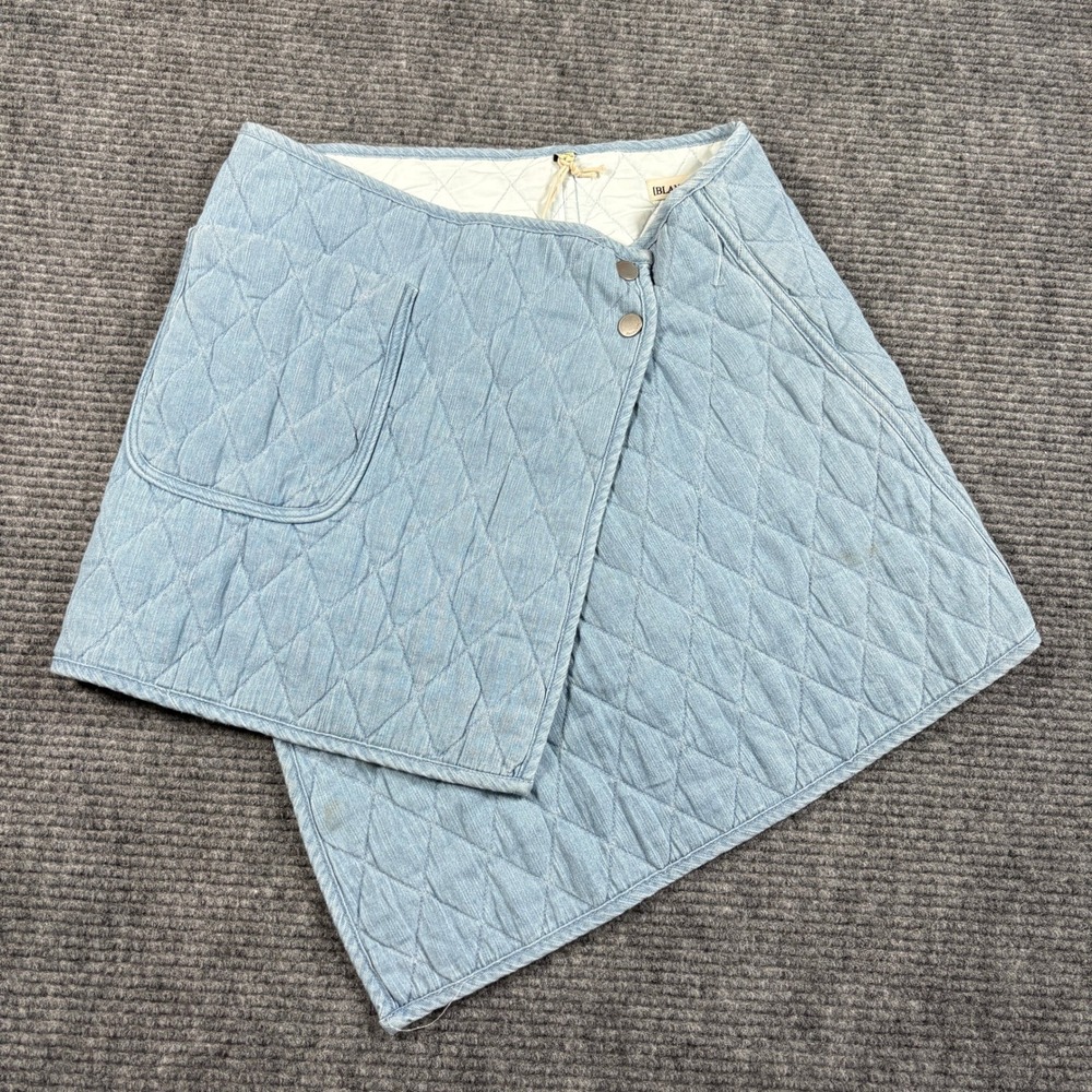 BLANKNYC Light Blue Quilted Denim Wrap Mini Skirt Size 30 NWT